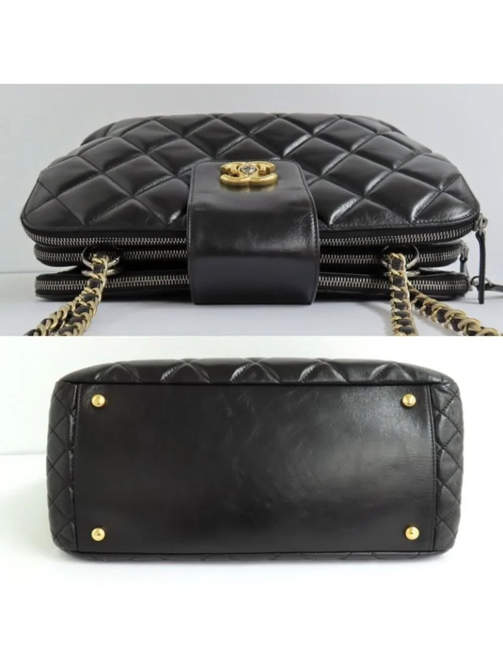 Chanel Quilted Chain Shoulder Bag Bow-ring Black Antique Hardware No - Picture 3 of 10